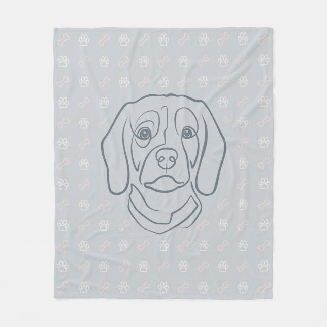 Beagle Linje Konst, Elegans med Attityd Fleecefilt (Framsidan)