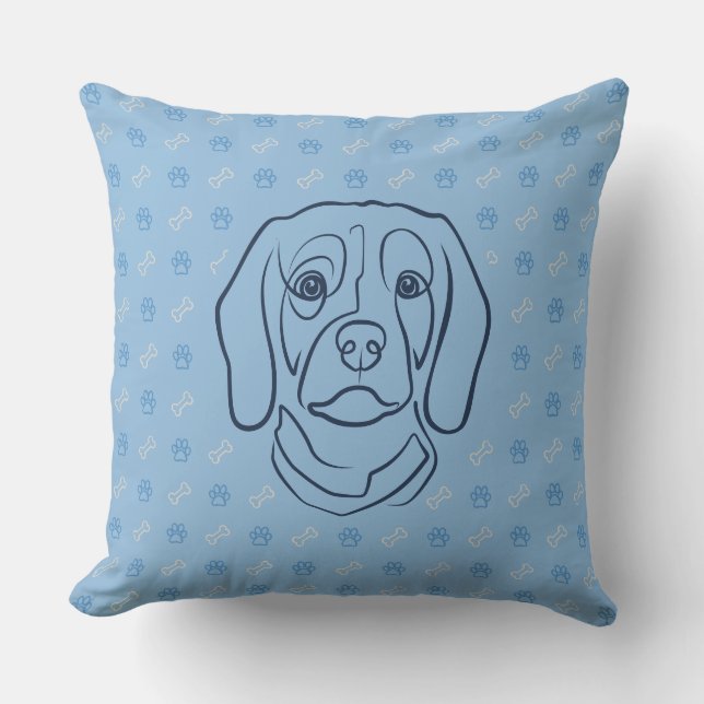 Beagle Linje Konst, Elegans med Attityd Kudde (Framsida)