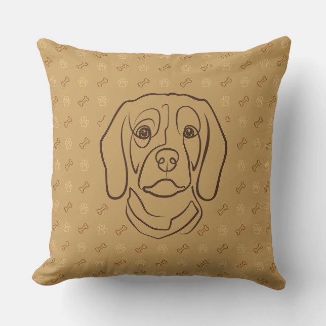 Beagle Linje Konst, Elegans med Attityd Kudde (Framsida)