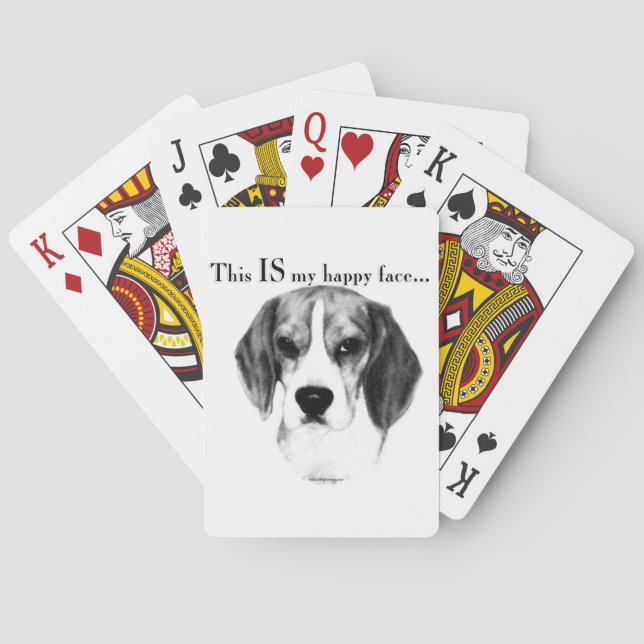 Beagle Lycklig Ansikte; Lycklig Beagle; Grumpy Bea Spel Kort (Baksidan)