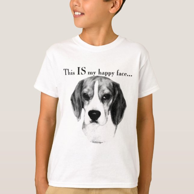 Beagle Lycklig Ansikte T Shirt (Framsida)