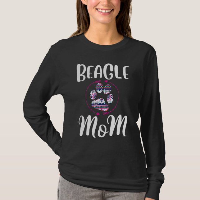 Beagle Mamma Cute Paw-utskriftspil Hundägare T Shirt (Framsida)