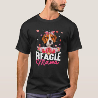 Beagle Mamma Flower Bandana Hund älskare Mors dag T Shirt