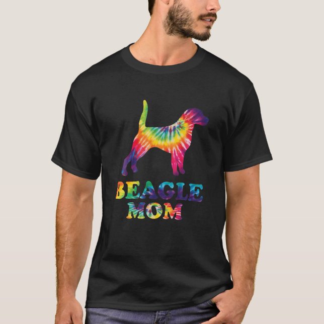 Beagle Mamma Rolig hund Mamma Tie Dye Stil Hippie  T Shirt (Framsida)