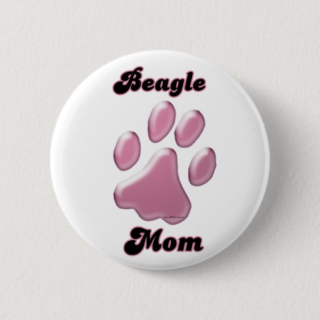 Beagle Mamma Rosa Pawprint - Button Knapp (Framsida)
