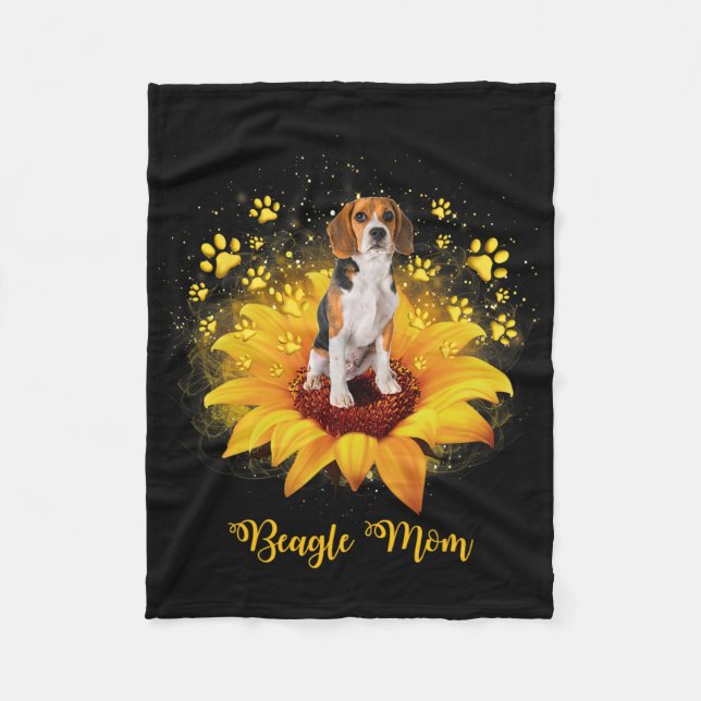 Beagle Mamma-solros med Hund Mors dag Fleecefilt (Framsidan)