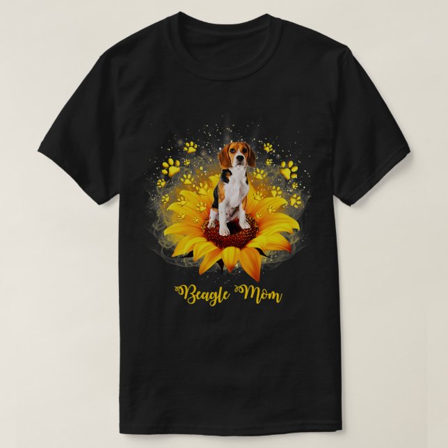 Beagle Mamma-solros med Hund Mors dag T Shirt (Design framsida)