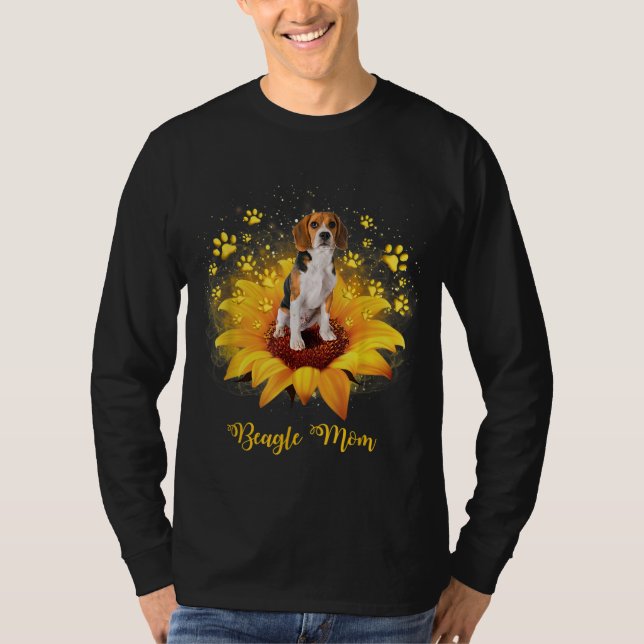 Beagle Mamma-solros med Hund Mors dag T Shirt (Framsida)