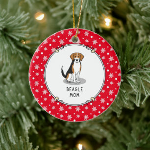 Beagle Mamma (TRI färg 3) Hund Cute Hund Mamma Julgransprydnad Keramik