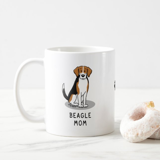 Beagle Mamma (TRI färg 3) Hund Cute Hund Mamma Kaffemugg (Med munk)