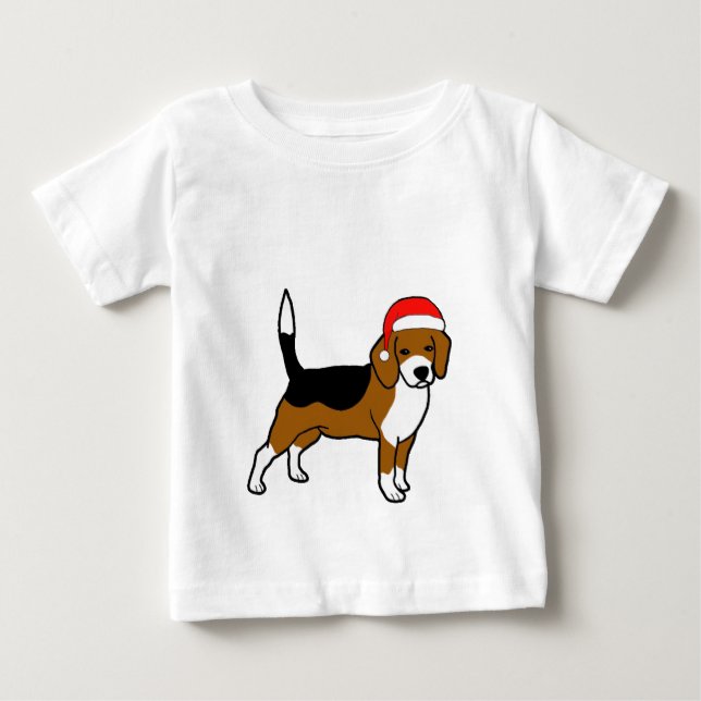 Beagle med den Santa hatten Tee Shirt (Framsida)
