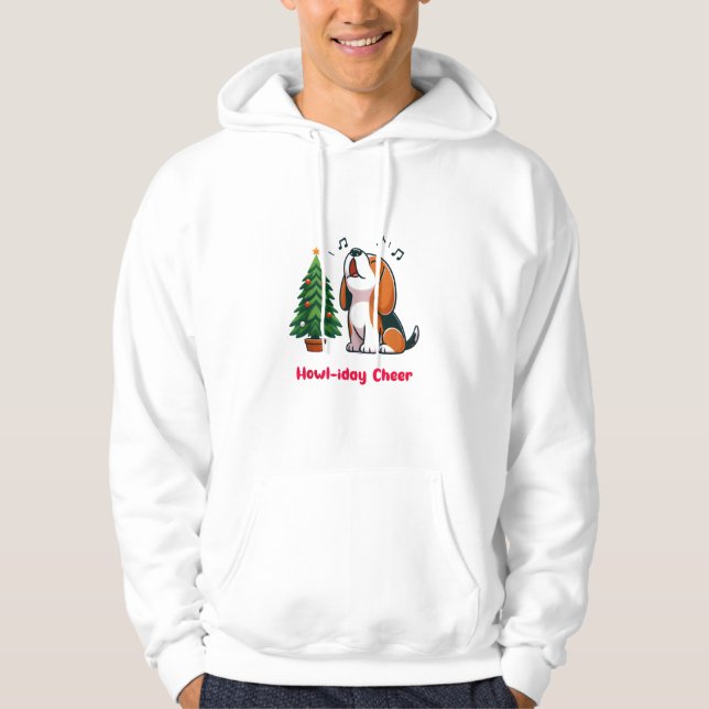 Beagle med en Julgran-design Hoodie (Framsida)