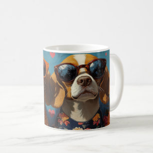 Beagle med hjärter Rosor Alla hjärtans dag Kaffemugg