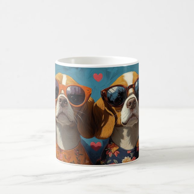 Beagle med hjärtrusor Alla hjärtans dag Kaffemugg (Center)