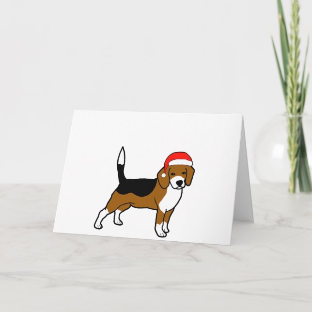 Beagle med julhat helgkort (Framsida)