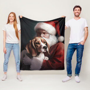 Beagle med Jultomten i julafton Fleecefilt
