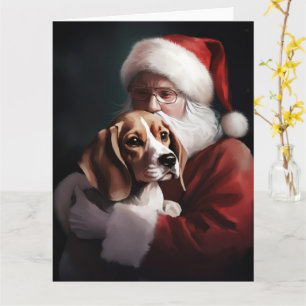Beagle med Jultomten i julafton Kort