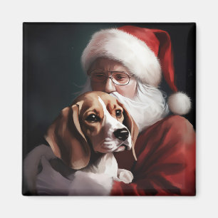 Beagle med Jultomten i julafton Magnet