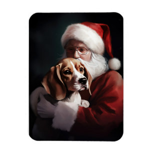 Beagle med Jultomten i julafton Magnet