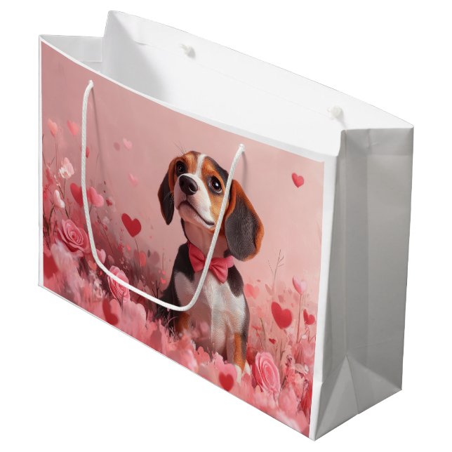 Beagle med rosor - Alla hjärtans dag (Framsidan Vinklad)