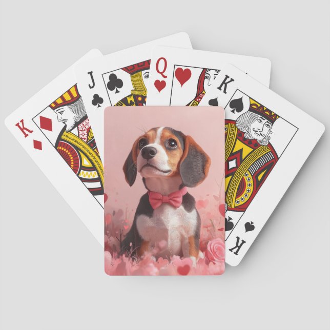 Beagle med rosor - Alla hjärtans dag Casinokort (Baksidan)