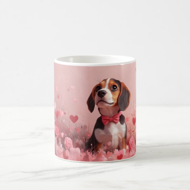 Beagle med rosor - Alla hjärtans dag Kaffemugg (Center)