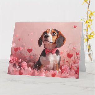 Beagle med rosor - Alla hjärtans dag Kort