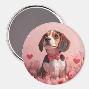 Beagle med rosor - Alla hjärtans dag Magnet