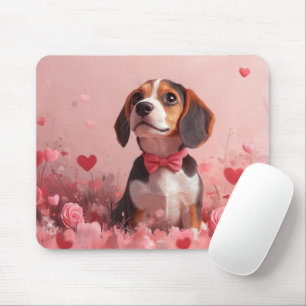 Beagle med rosor - Alla hjärtans dag Musmatta