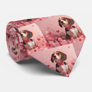 Beagle med rosor - Alla hjärtans dag Slips