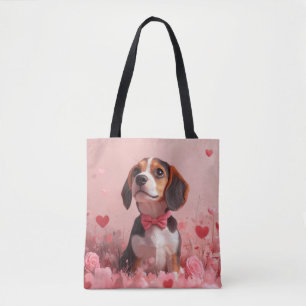 Beagle med rosor - Alla hjärtans dag Tygkasse