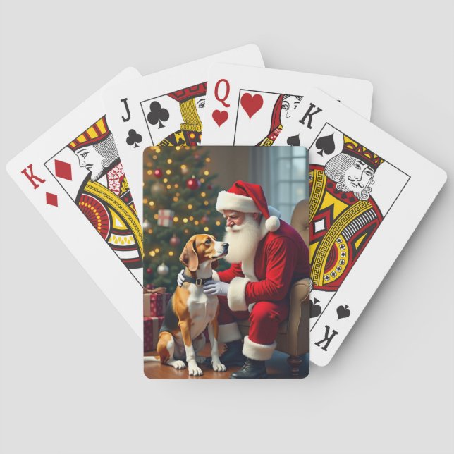 Beagle Meets Santa Christmas Painting Casinokort (Baksidan)