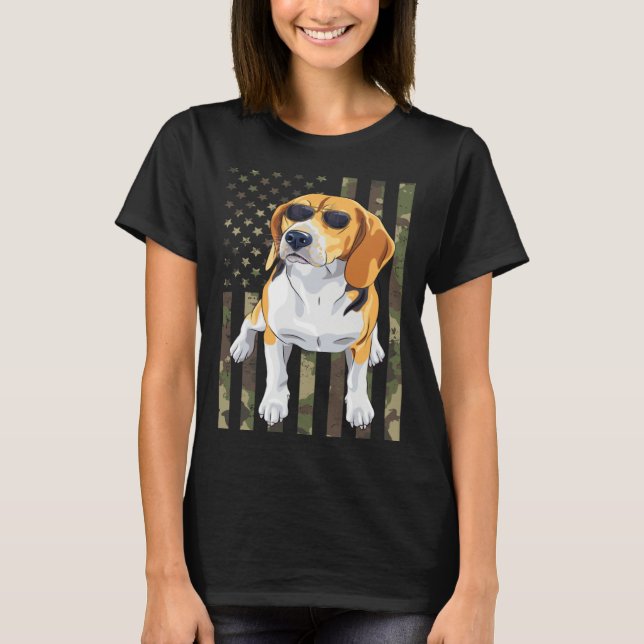 Beagle Men Women Beagle Dad Mom Camo USA Flag Beag T Shirt (Framsida)