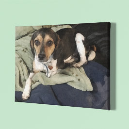 Beagle Mix Hund Low Poly Digital Art Canvastryck