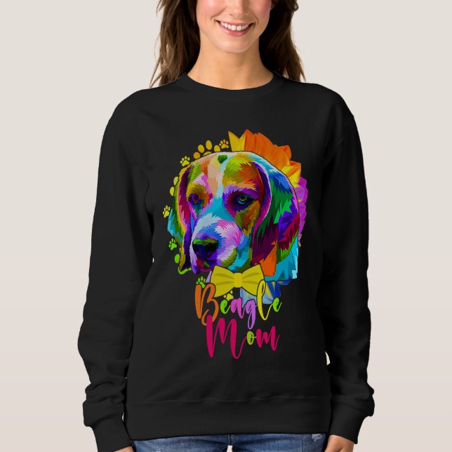Beagle Mom Cute Colourful Dog Sunflower  Mother's  T Shirt (Framsida)