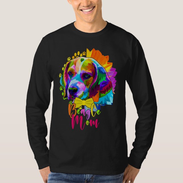 Beagle Mom Cute Colourful Dog Sunflower  Mother's  T Shirt (Framsida)