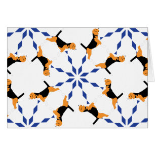 Beagle Mönster blue Hälsningskort
