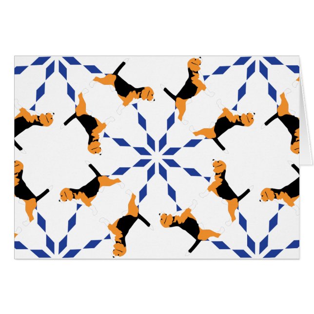 Beagle Mönsterblå Hälsningskort (Framsidan Horizontal)