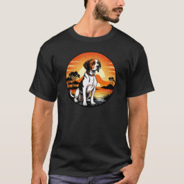 Beagle mot en Vintage Sunset Retro T Shirt