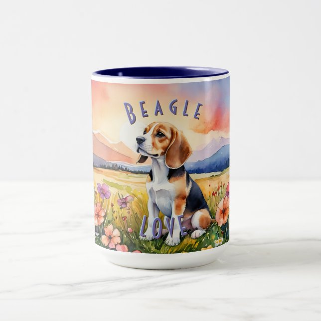 Beagle Mugg, Anpassadet Farm Sunrise Mugg (Center)