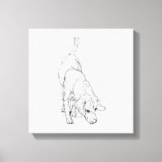 Beagle-mugg – Handritad bläckhund  Canvastryck (Framsida)