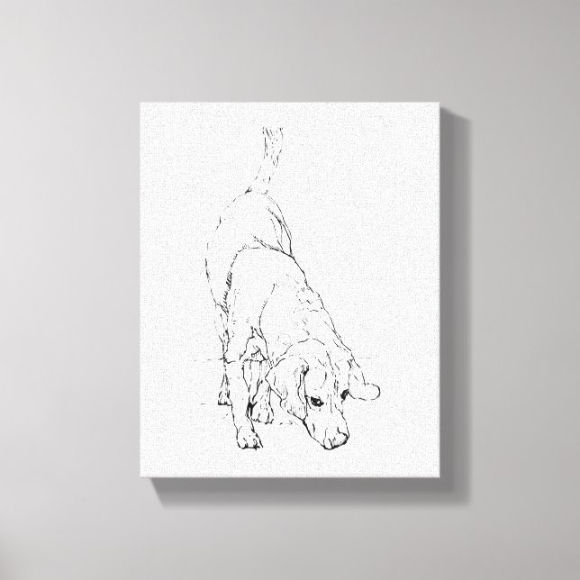 Beagle-mugg – Handritad bläckhund  Canvastryck (Framsida)
