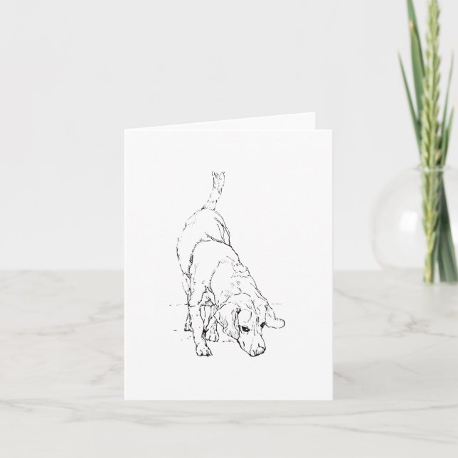 Beagle-mugg – Handritad bläckhund  Kort (Framsida)