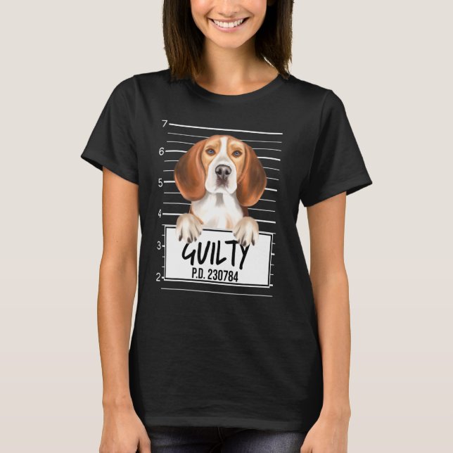 Beagle Muggshot Skyldig Hund T Shirt (Framsida)