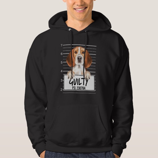 Beagle Mugshot Guilty Hund Hoodie (Framsida)