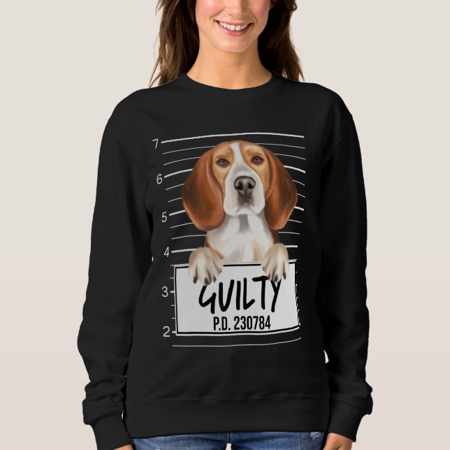 Beagle Mugshot Guilty Hund T Shirt (Framsida)
