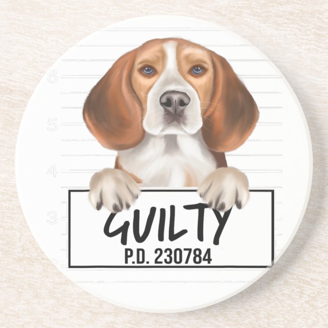 Beagle Mugshot Guilty Hund Underlägg (Framsidan)