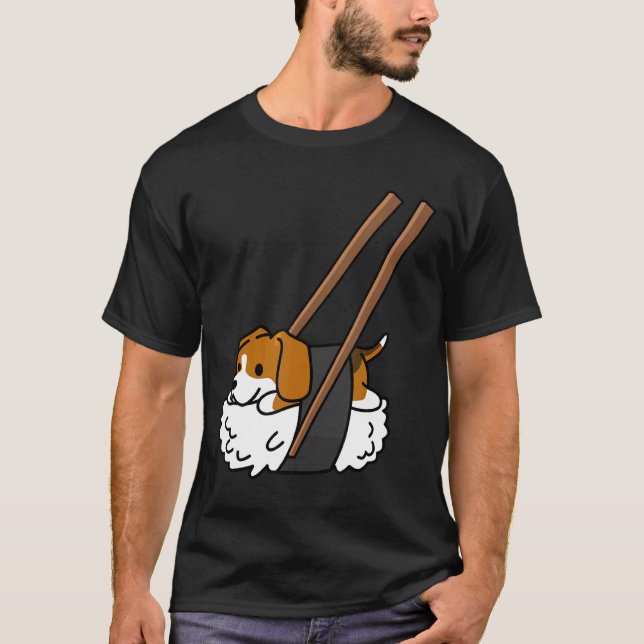 Beagle Nigiri Sushi Hund T Shirt (Framsida)