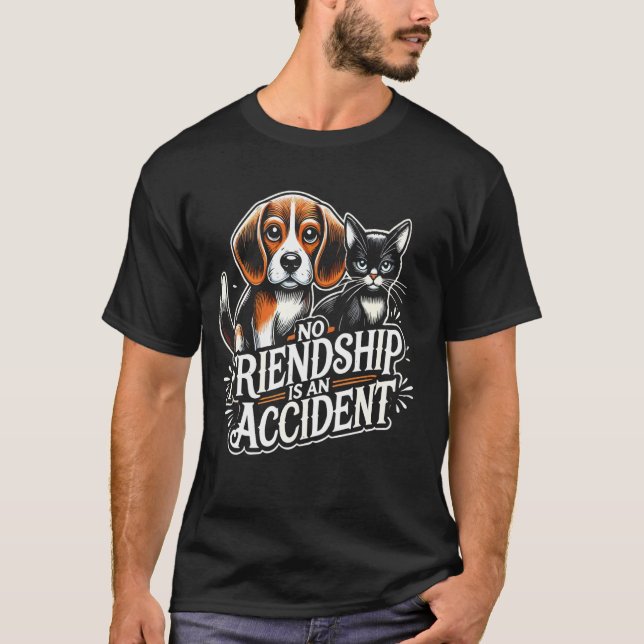 Beagle No Vänskap Accident Cat Puppy T Shirt (Framsida)