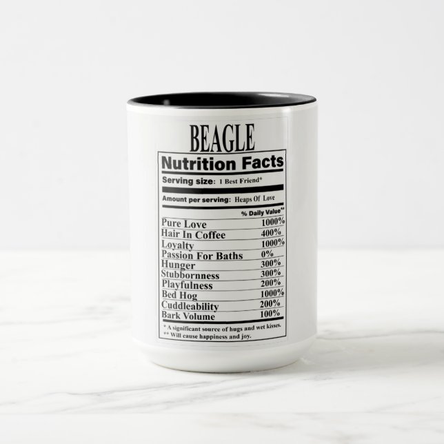 Beagle Nutrition Facts Mugg (Center)